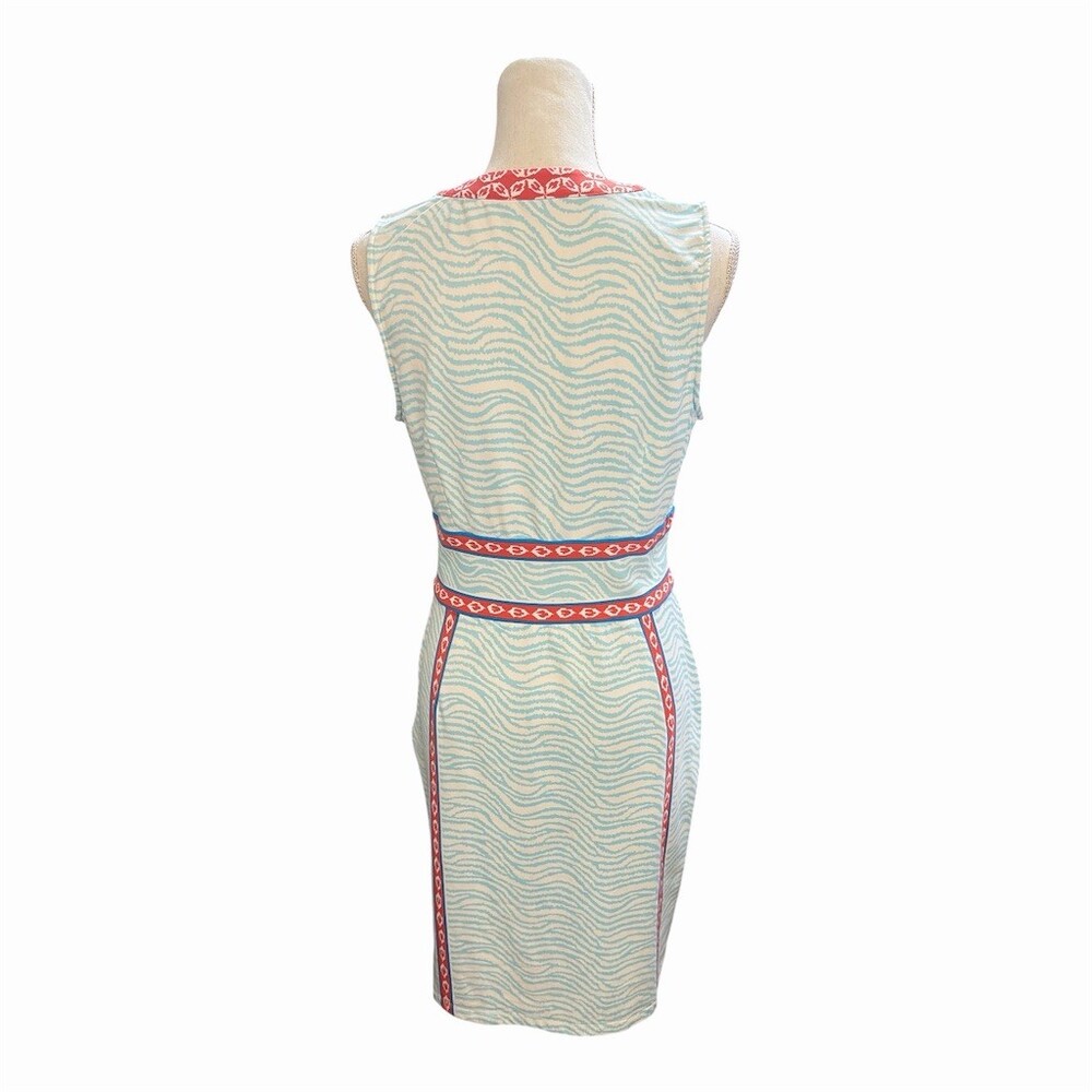 J. McLaughlin Lola Dress Womens M Blue Zebra Print Sleeveless Sheath Knee - Picture 4 of 11
